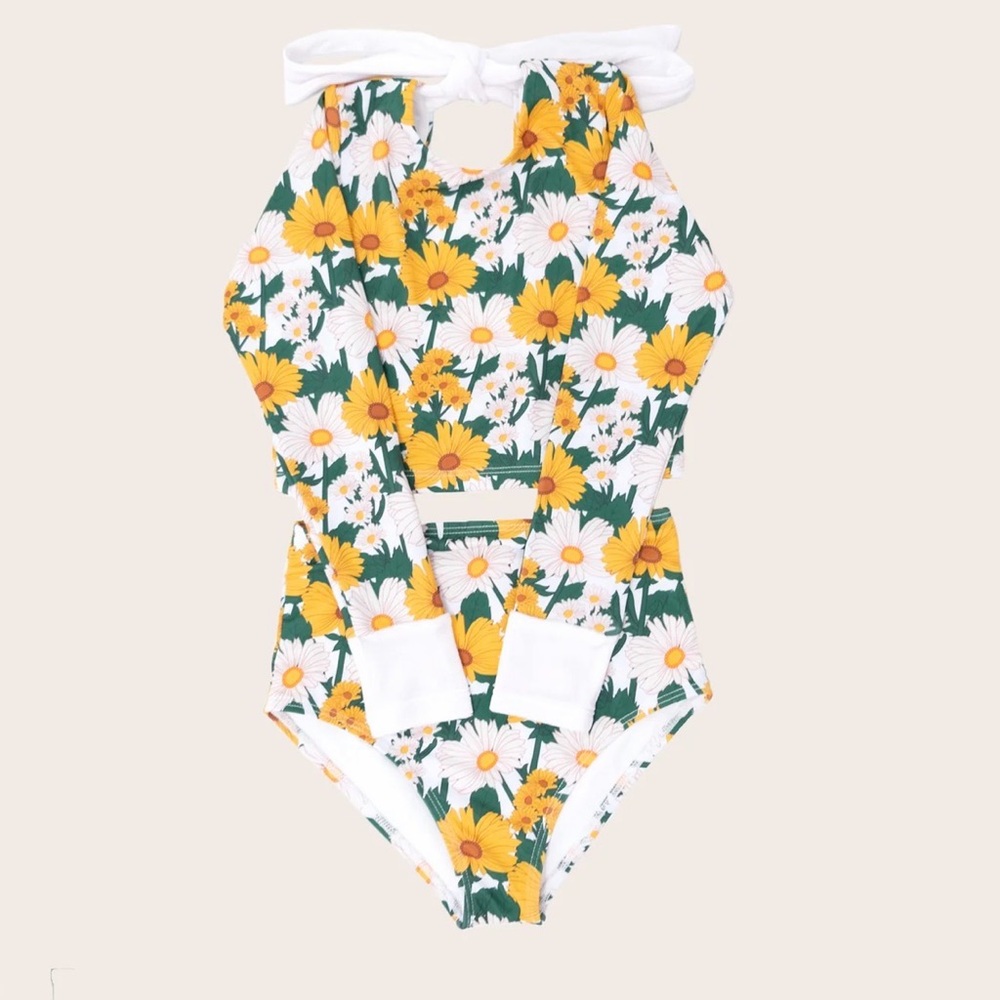 Saint Ida Hamptons Floral Long Sleeve 2 Piece Swimwear Sz 7